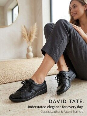 👣DAVID TATE Classic Leather & Patent Contrasting Trainers